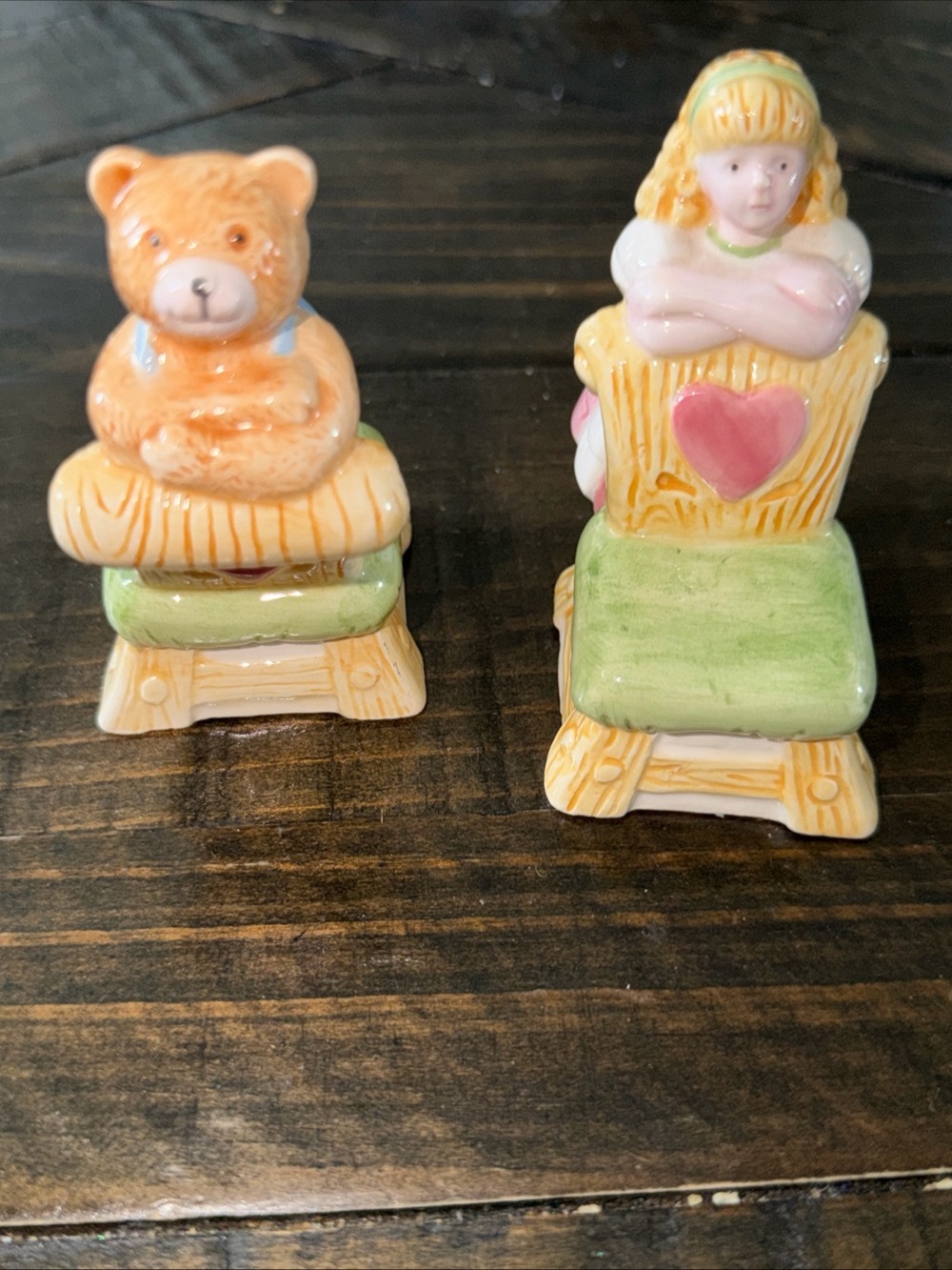 Girl and bear  salt and pepper shakers
